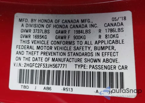 2018 Honda Civic Lx from USA, damaged, VIN 2HGFC2F53JH567771